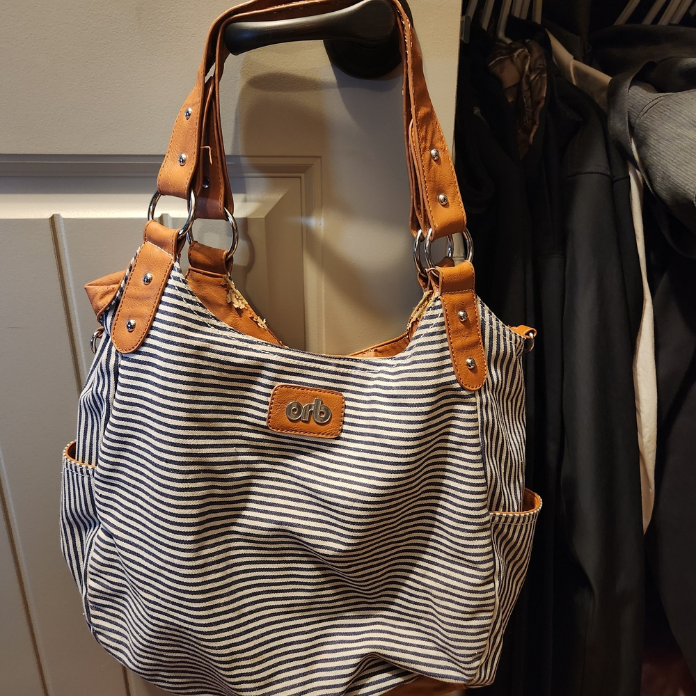 ERB Striped Black and White Shoulder Bag